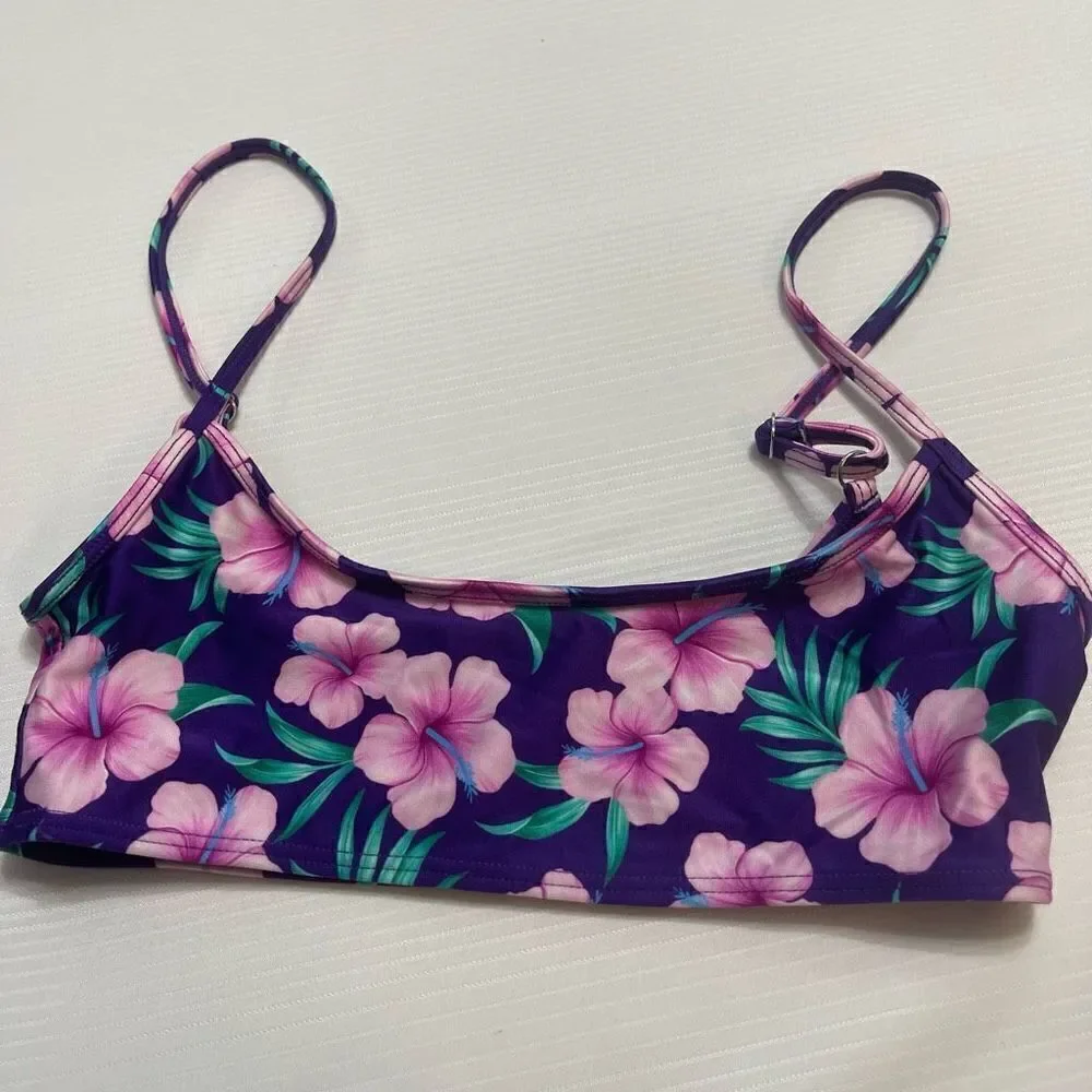 Frankie’s Bikini’s Jean Shine Floral Bikini Top Size Medium New